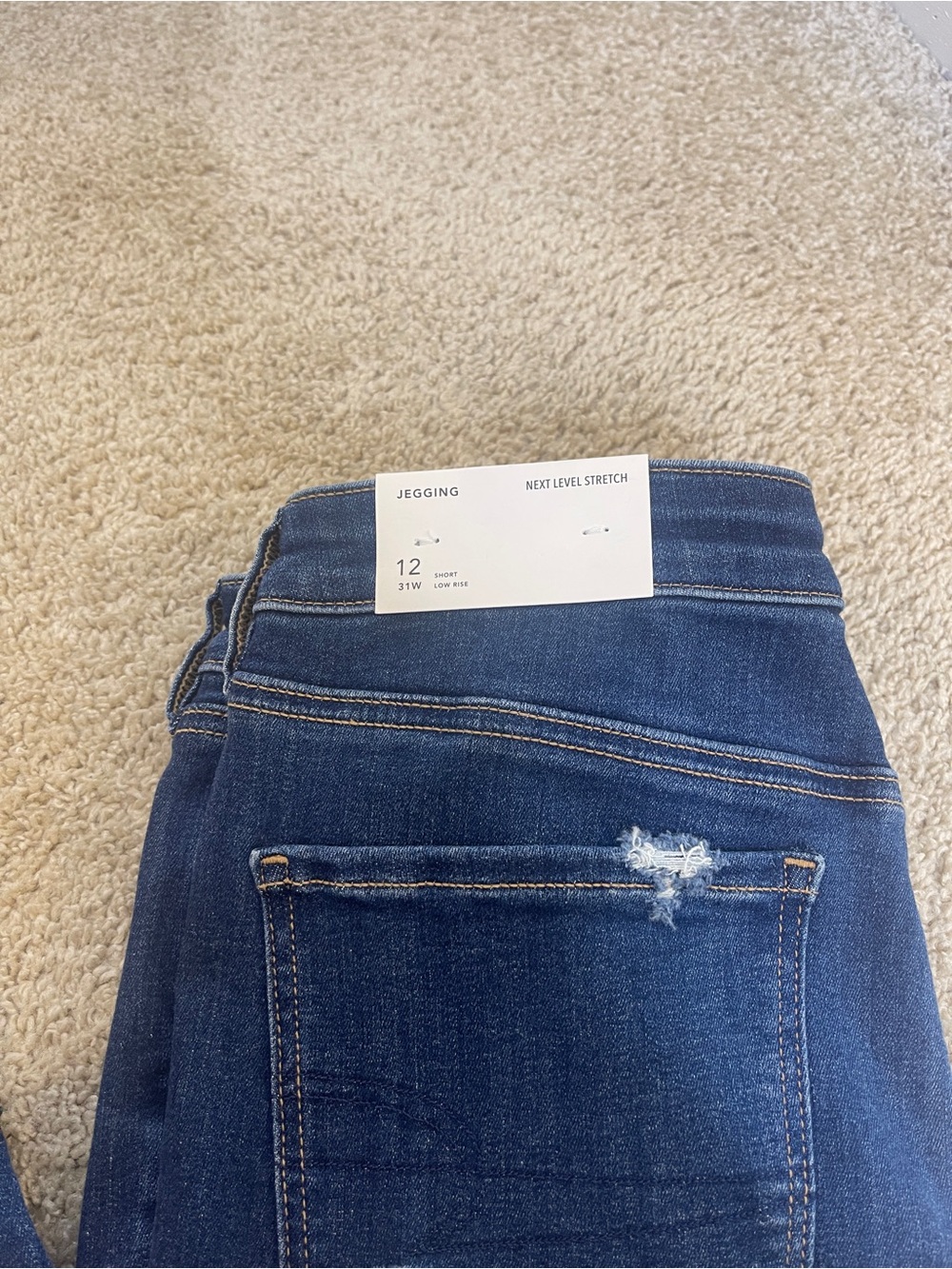 American Eagle Outfitters Navy Blue Ripped Skinny Jeggings - Picture 3 of 4